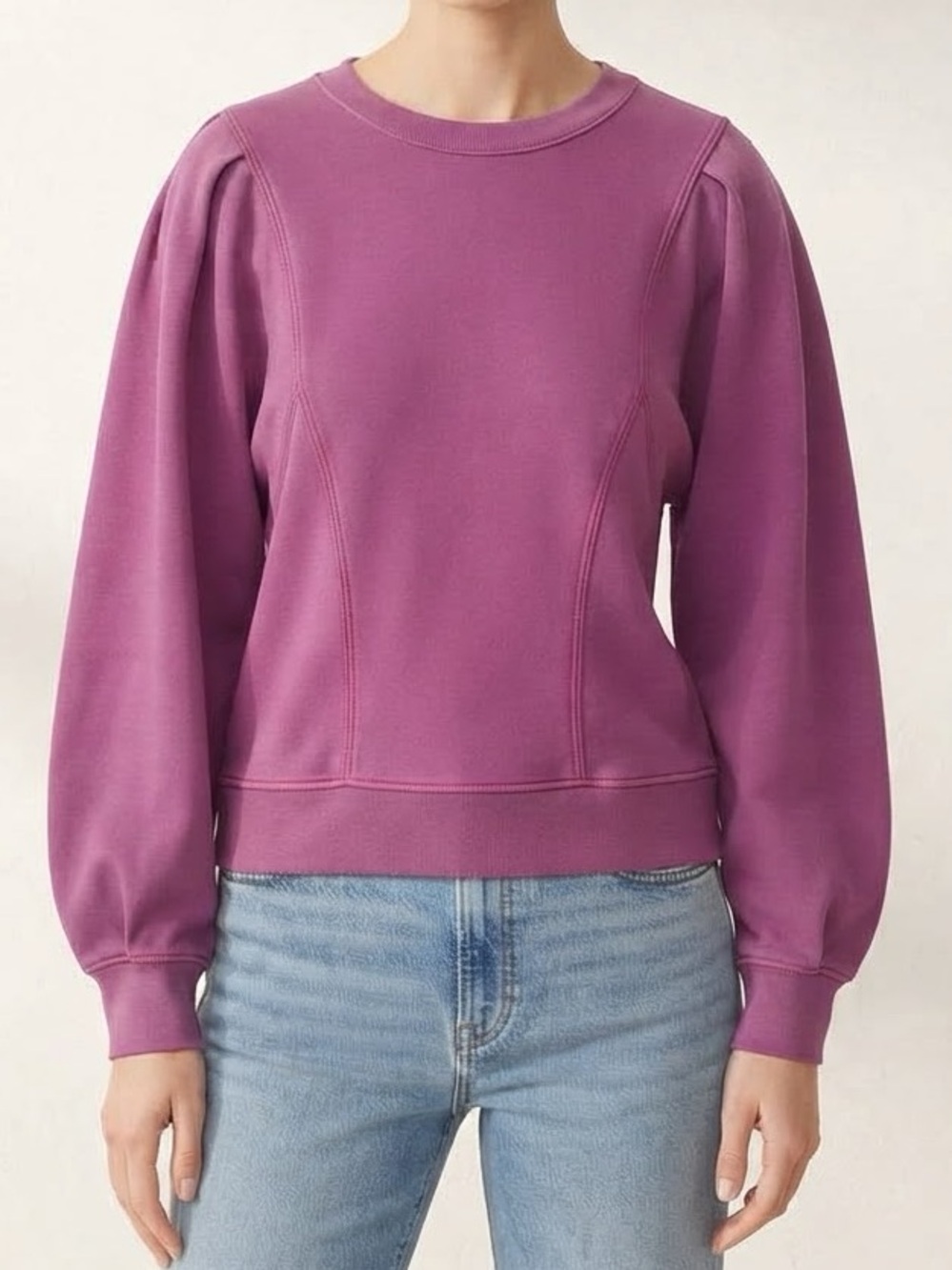 LOFT Puff Sleeve Sweatshirt in Pink